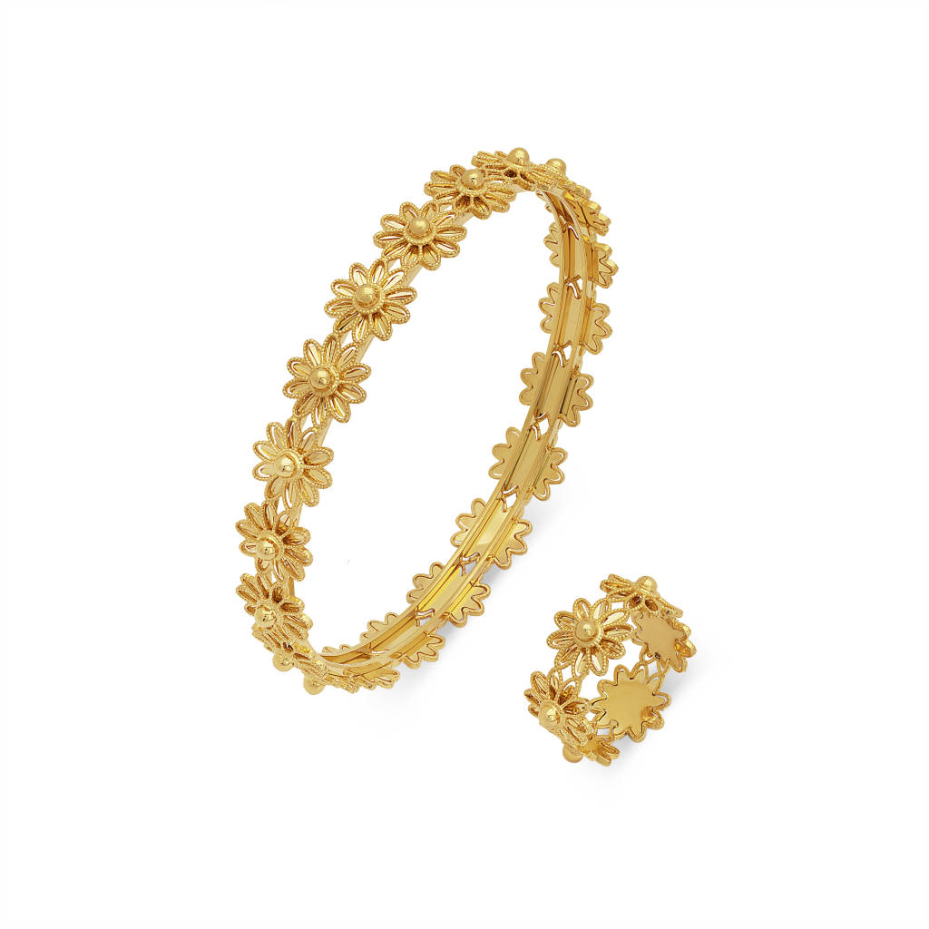 21K Hala Gold Bracelet Set from Warda Collection