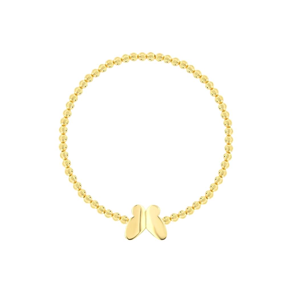 18K Golden Butterfly Kisses Bead Gold Bracelet