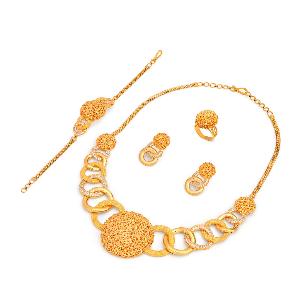 21K Manthora Selan Gold Choker Set