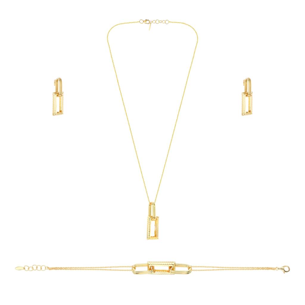 18K Rectangular Elegance Ensemble Gold Set