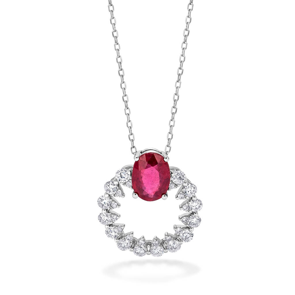 0.62CT Diamond Pink Lunar Necklace
