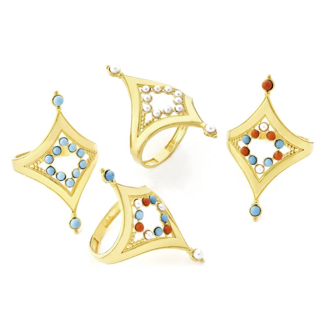 Sand Dunes 21K Traditional Quadrilateral Gold Rings