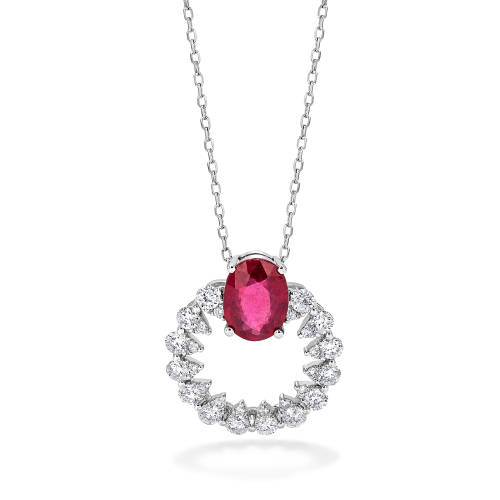0.62CT Diamond Pink Lunar Necklace
