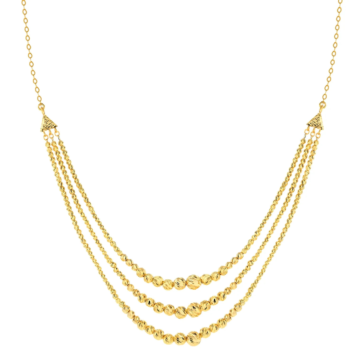 21K Rhapsody Beaded Drapes Gold Necklace