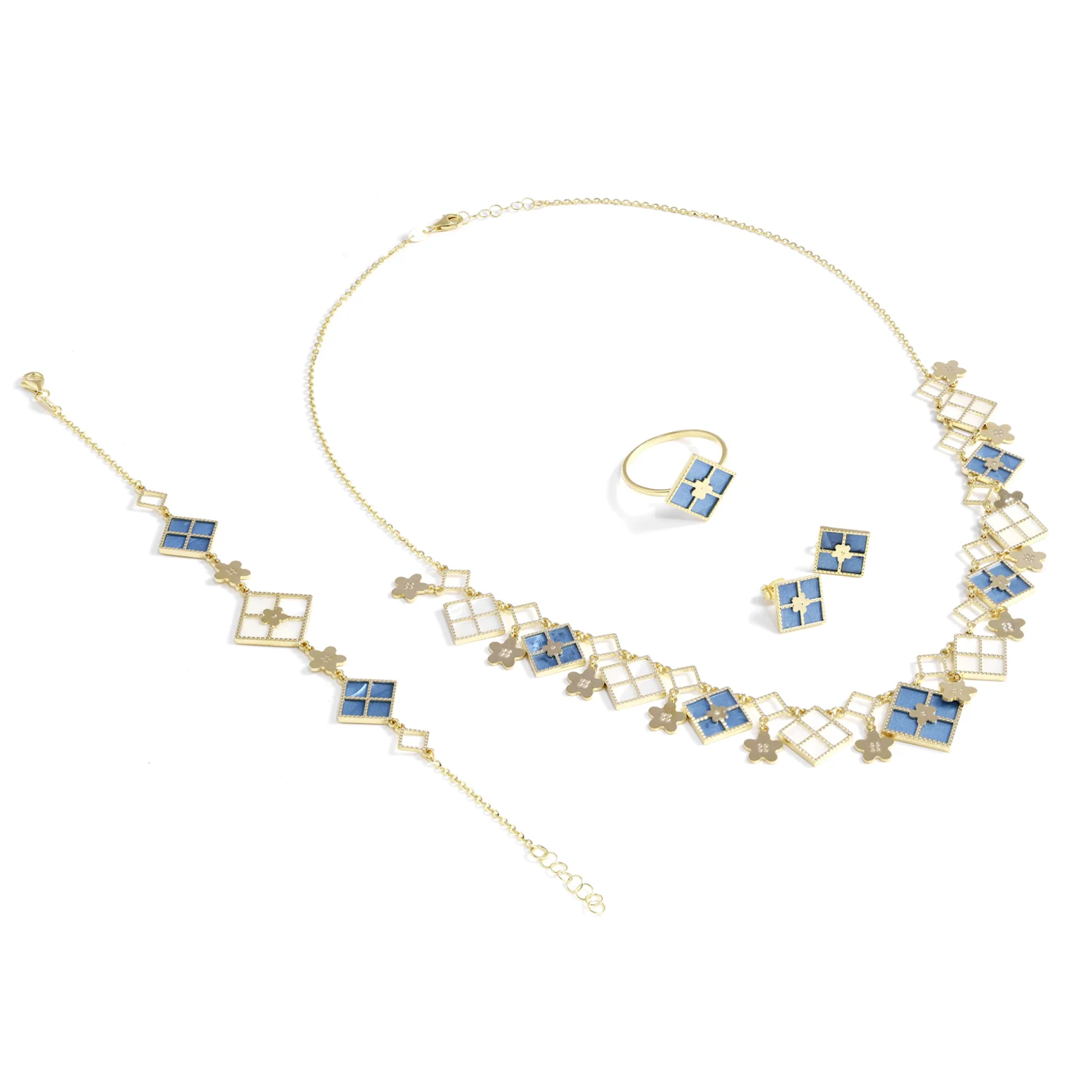 18K Geometric Gems Gold Set