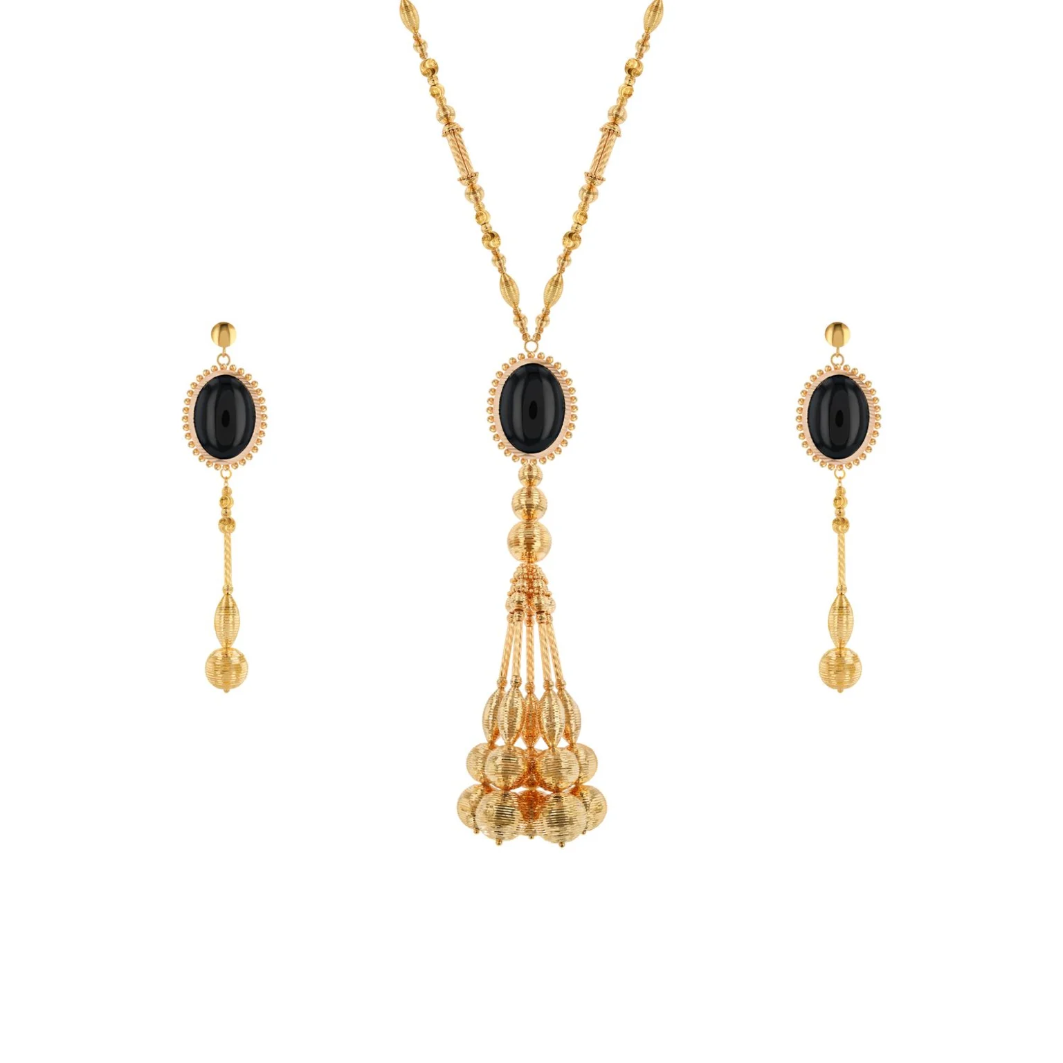 21K Traditional Gold  Set With Onyx Stone