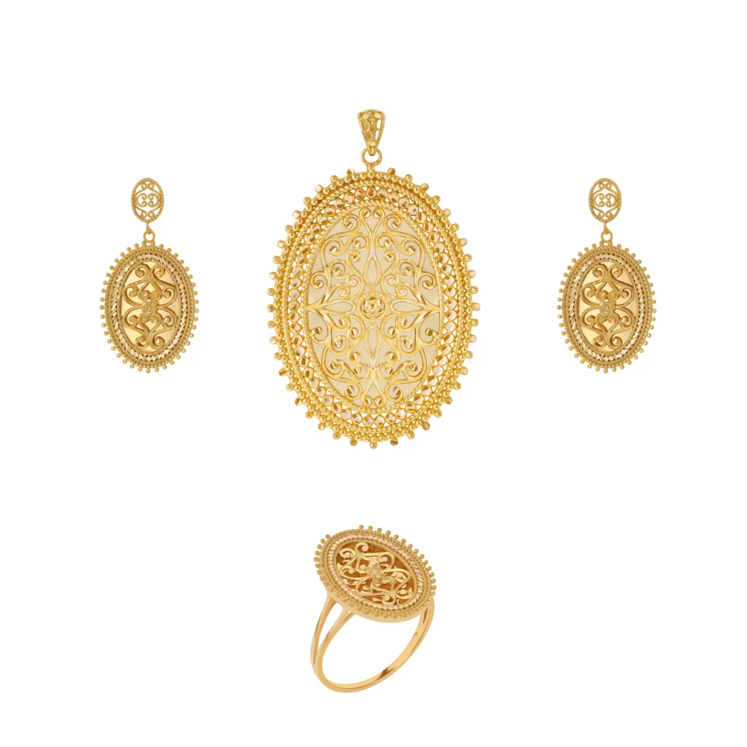 21K Traditional Gold Pendant Set