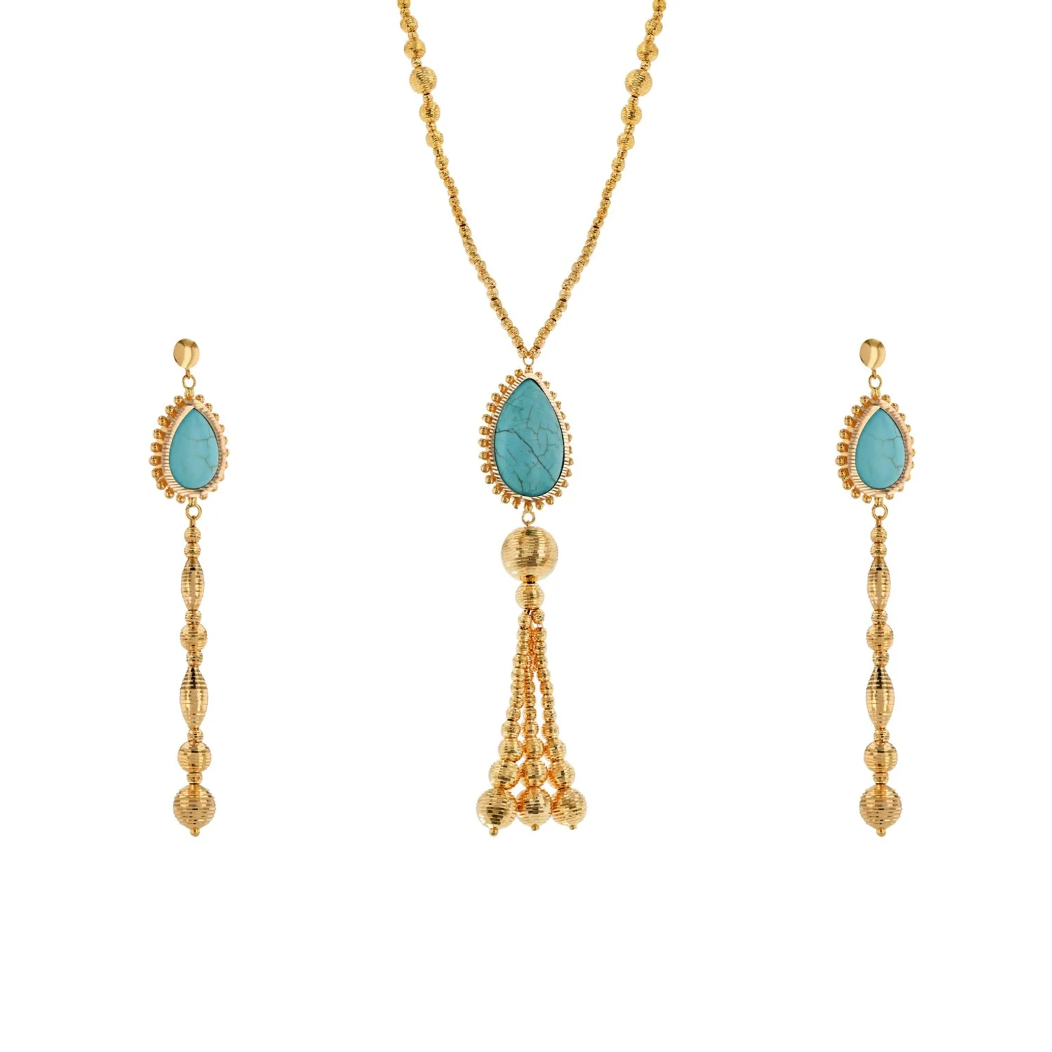 21K Traditional Gold Set With Turquoise Stone