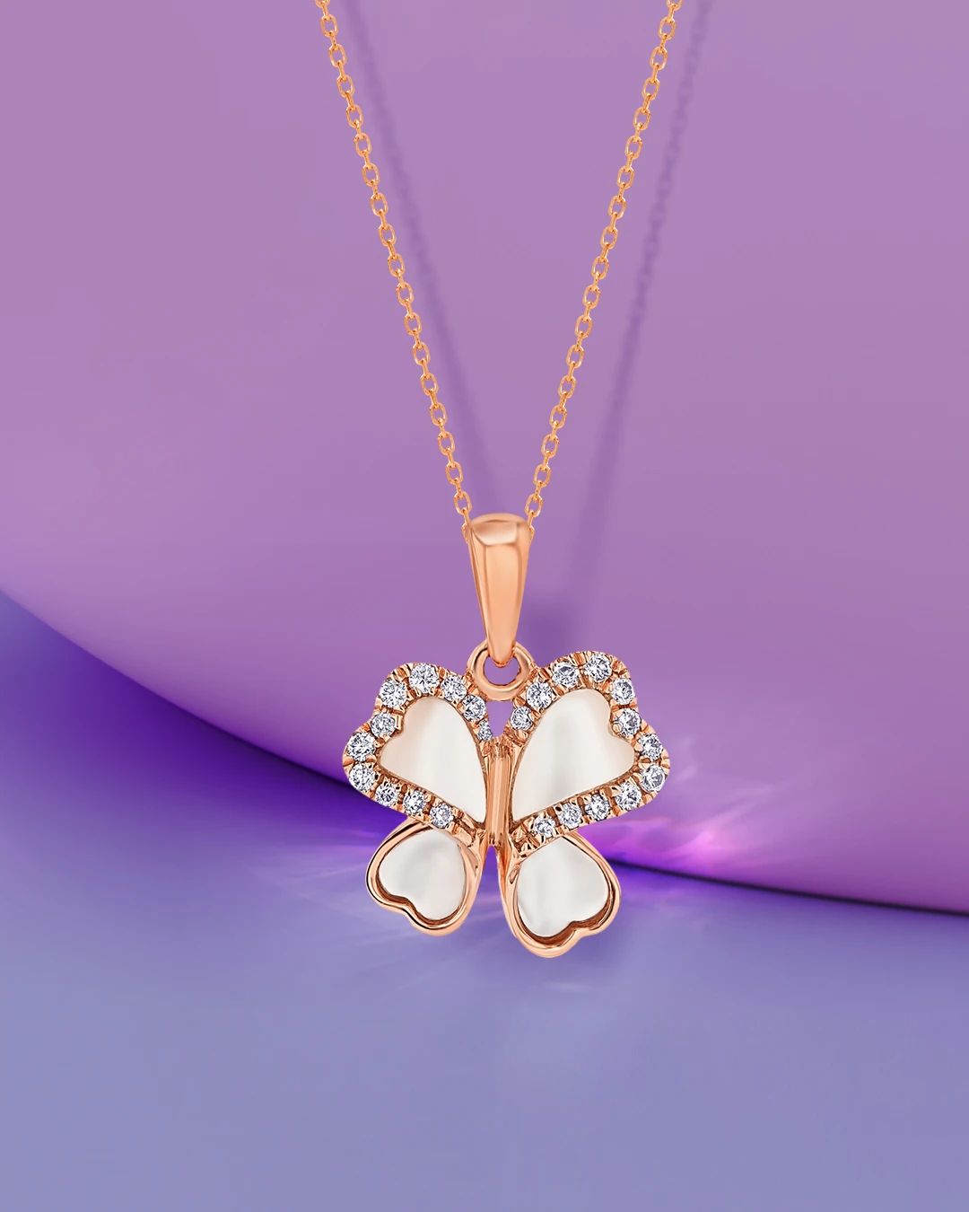 0.09CT Diamond Butterfly Clover pendant