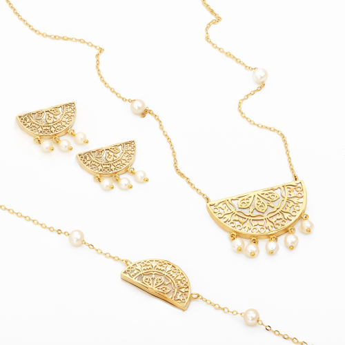Sadaf Floral Motif 18K Traditional Gold Set