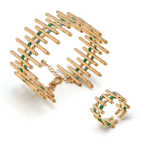 18K Sayf Gold Bracelet & Ring Set