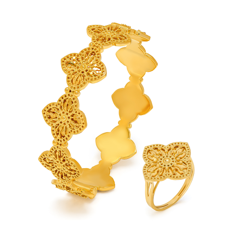 21K Najma Traditional Gold Kids Bracelet Set