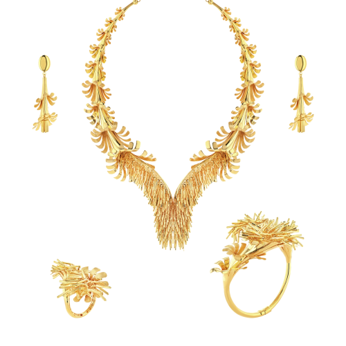 21K Blossom Fall Gold Set
