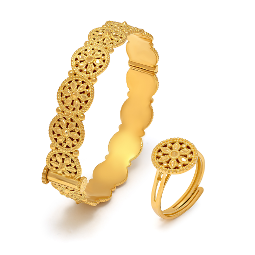 طقم نيرة للأطفال من الذهب التراثي عيار ٢١ قيراط