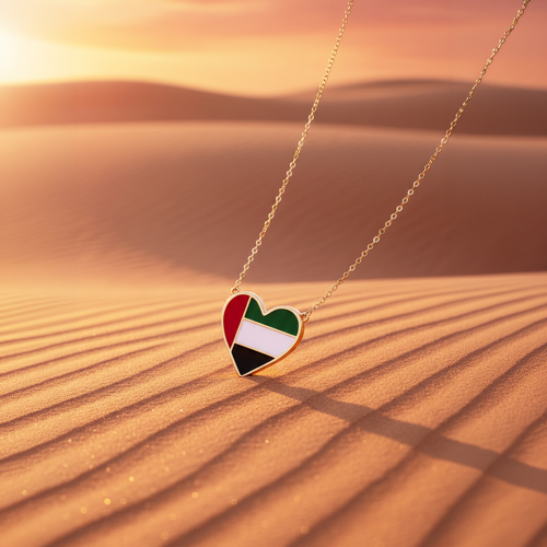 عقد قلب الإمارات ذهب عيار 18
