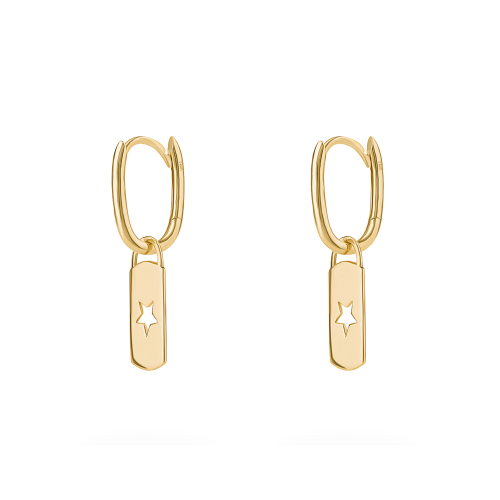 18K Pink Star Gold Earrings