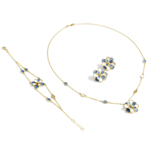 مجموعة ذهب الزهور السماوية عیار 18