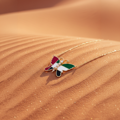 عقد الفراشة الإماراتية ذهب عيار 18