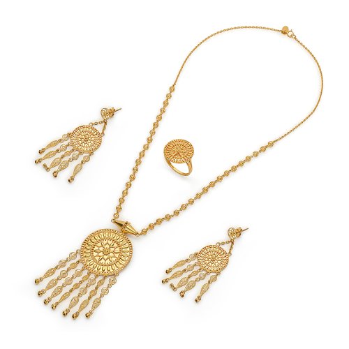 طقم درر من الذهب التراثي عيار ٢١ قيراط