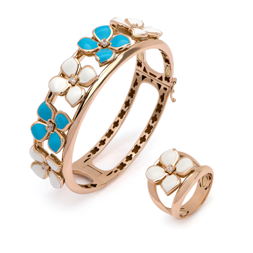 طقم اوكا من الذهب عيار 18 قيراط — سوار وخاتم