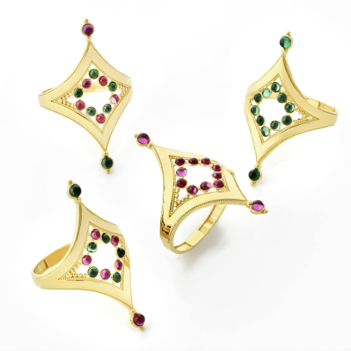 Sand Dunes 21K Traditional Gem Gold Rings