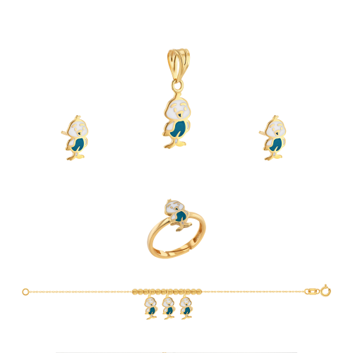 21K Kids' Gold Bird Pendant Set