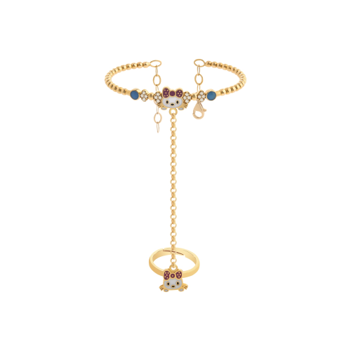 21K Kids Gold Hand Wear Bracelet With Adjustable Ring
