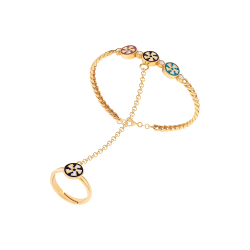 21K Kids Gold Hand Wear Bracelet With Adjustable Ring