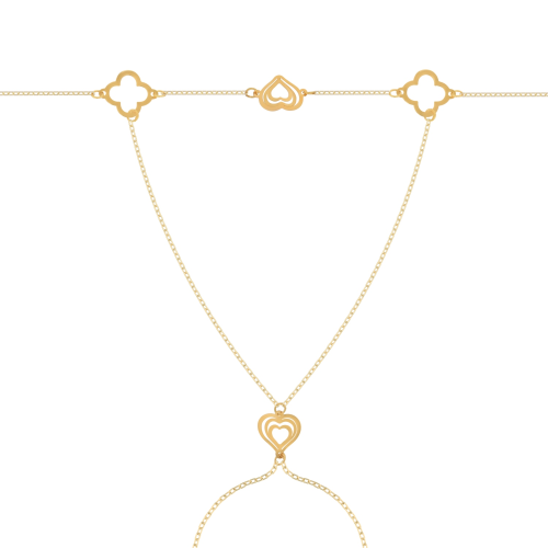 21K Gold Hand Wear Bracelet With Adjustable Ring