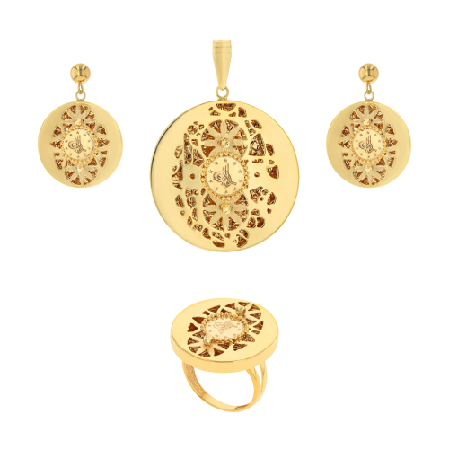 21K Traditional Gold Pendant Set