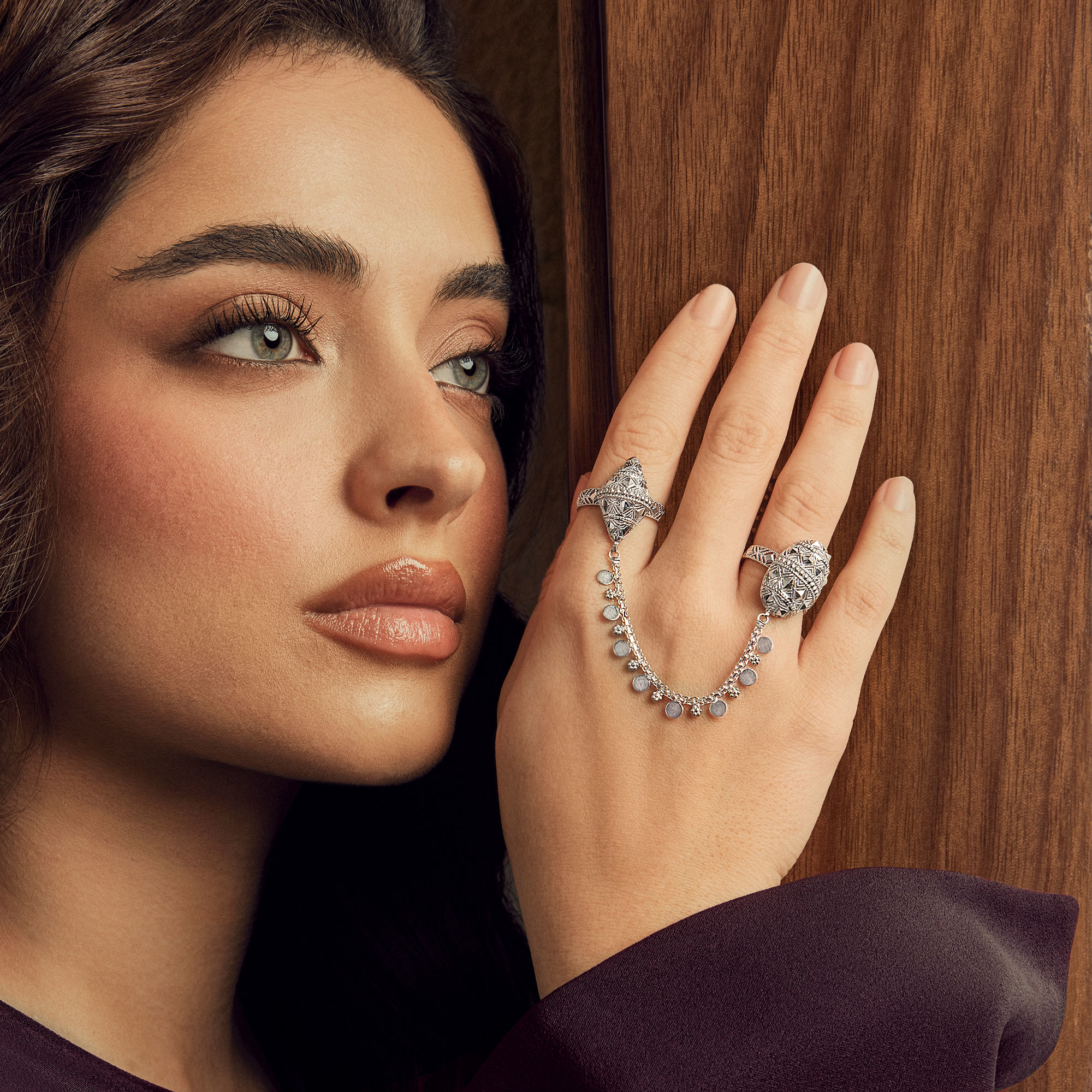 خاتم تاليا المزدوج من الذهب عيار 21 قيراط