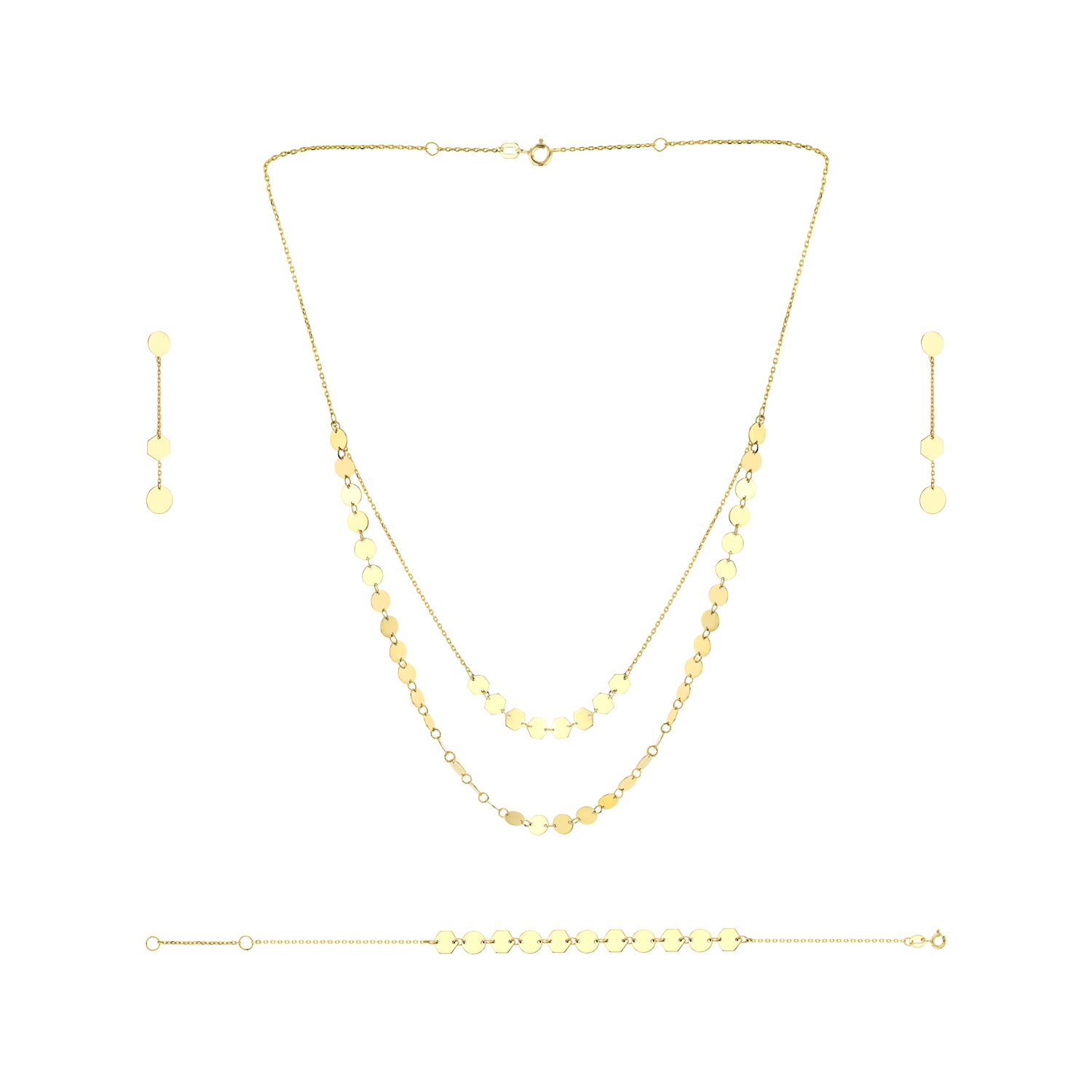 18K Asymmetry Multi-layered Gold Set