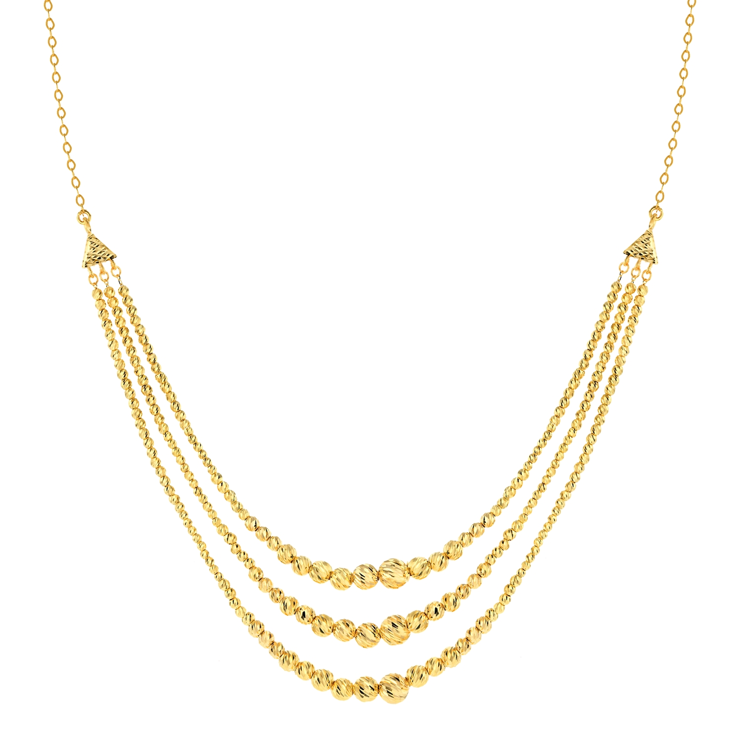 21K Rhapsody Beaded Drapes Gold Necklace