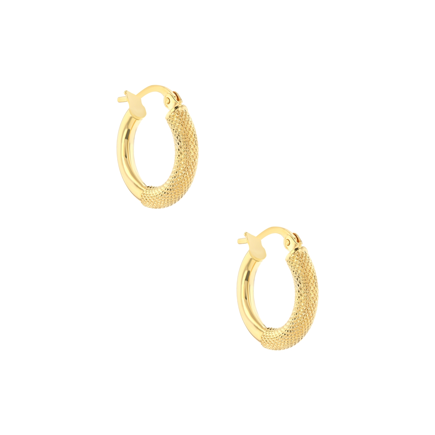 18K Hammered Halo Hoops Gold Earring