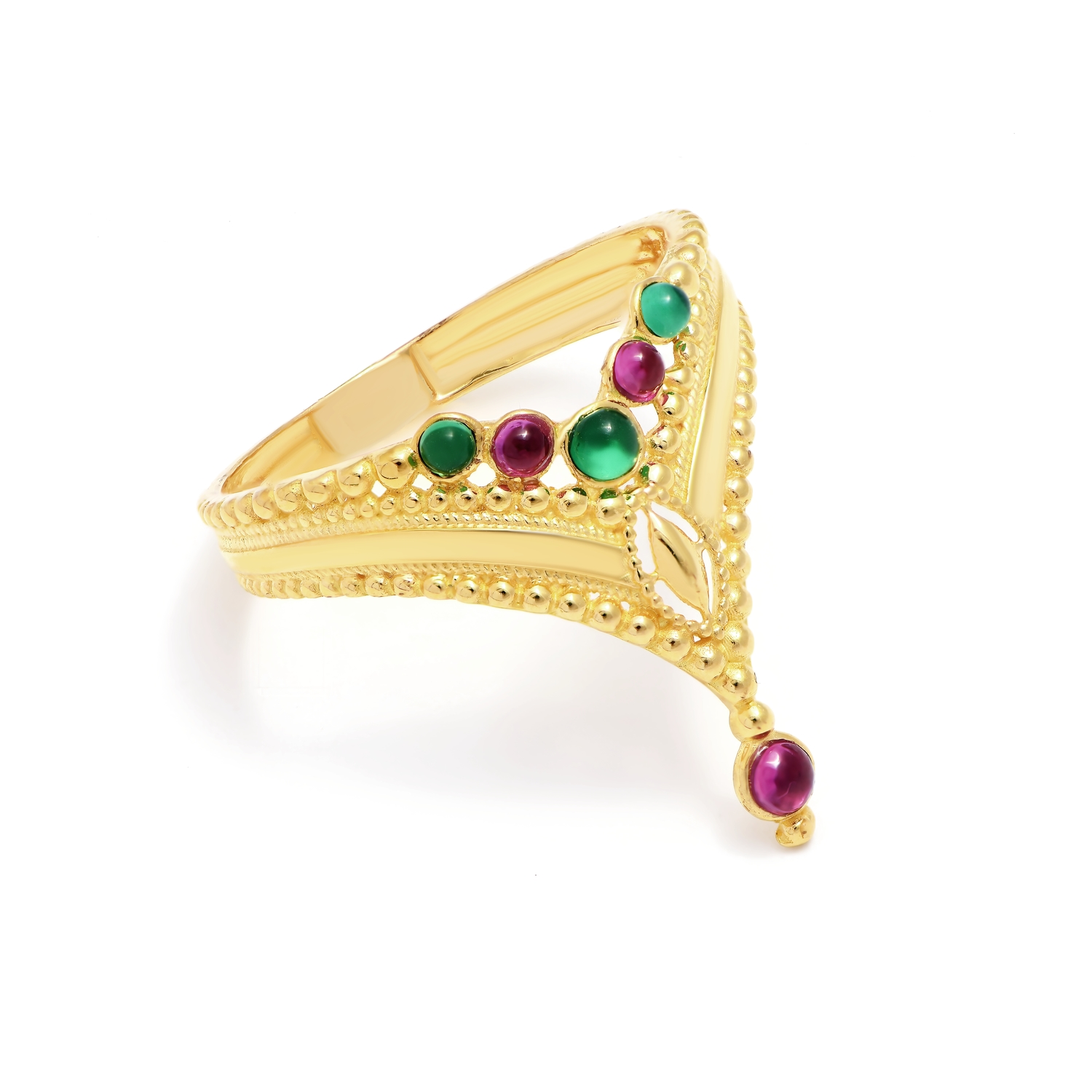 Sand Dunes 21K Traditional Colorful Gold Rings