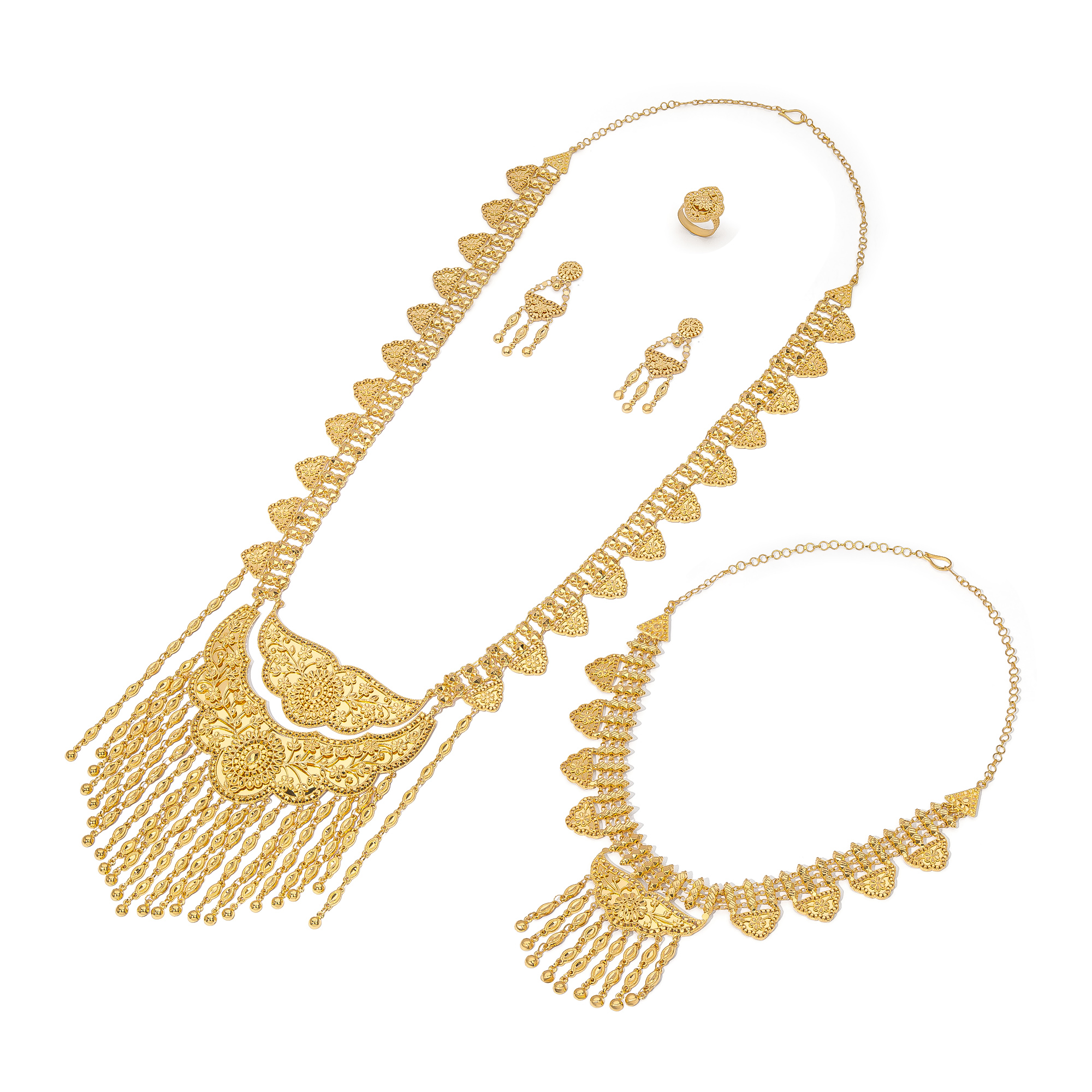 طقم رهام تقليدي من الذهب عيار 21