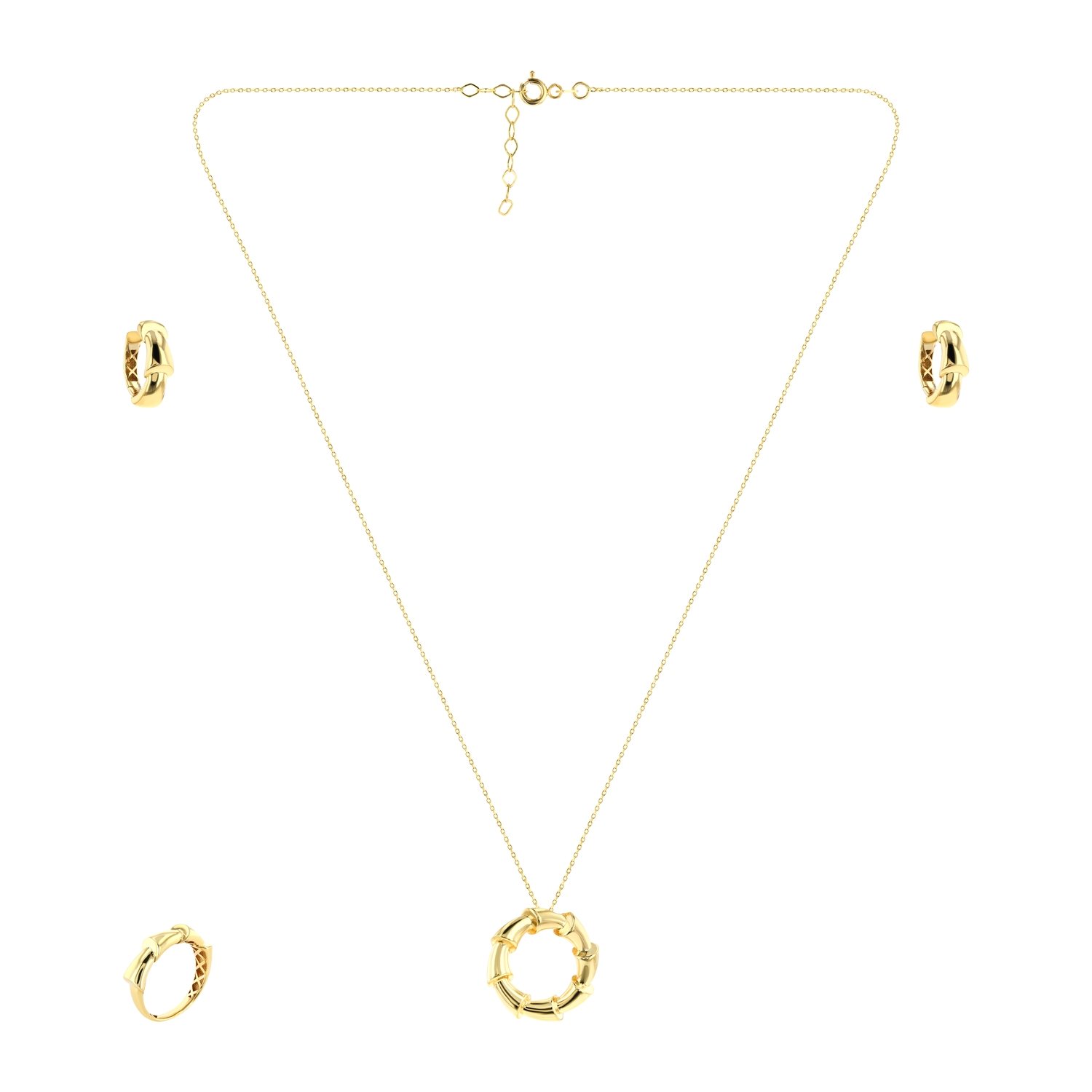 Halo Entwined 18K Gold Set