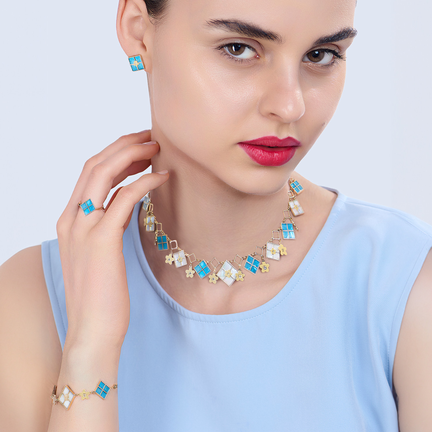 18K Geometric Gems Gold Set