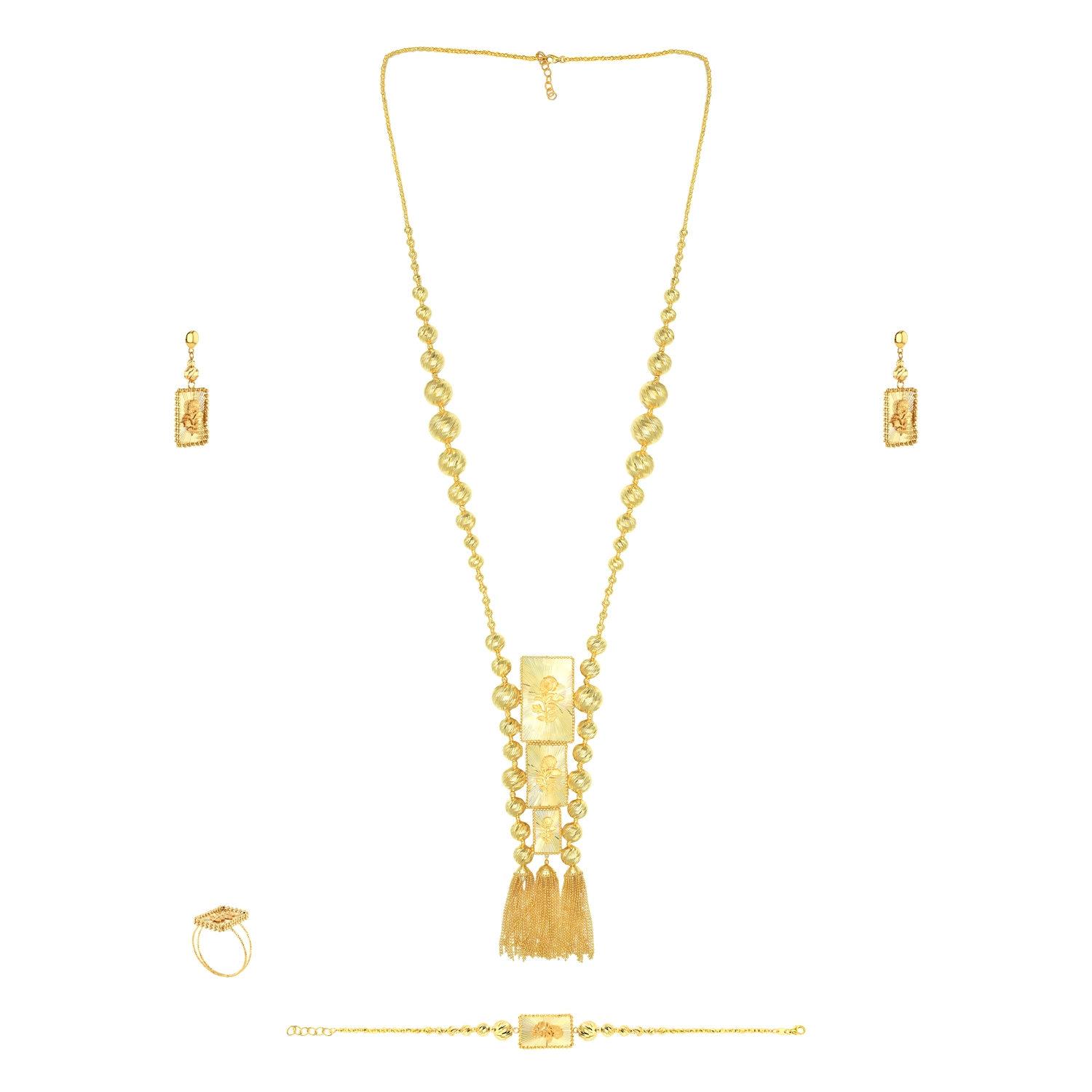 Zahra Triple Tassel Gold Set