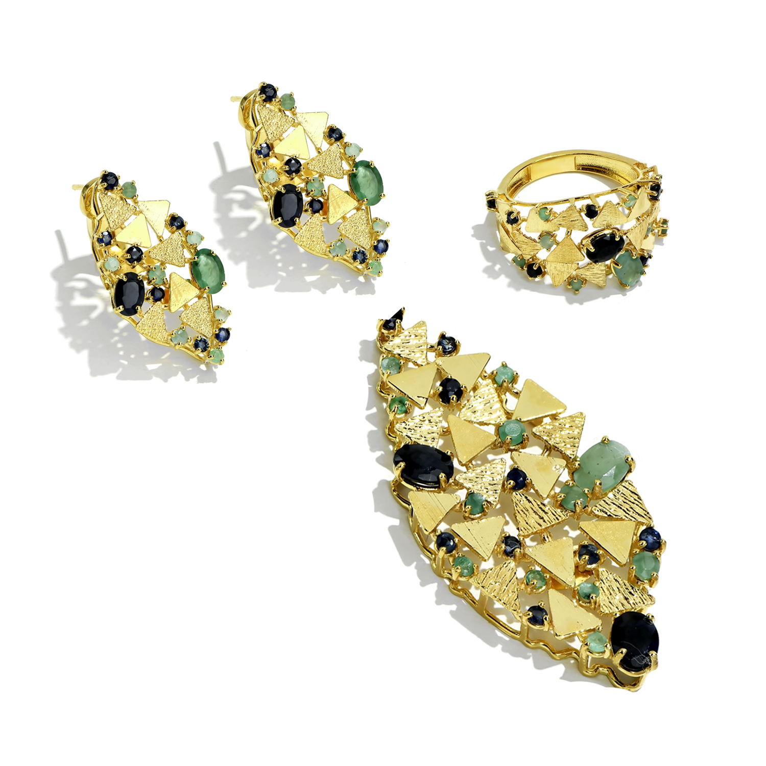 21K Paula Emerald Enigma Gold Set