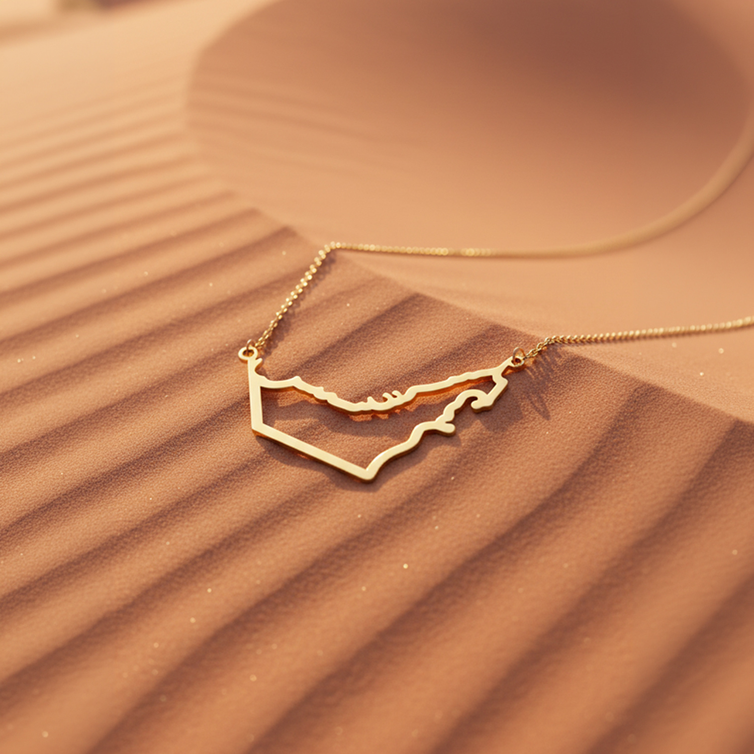 21K UAE Map Gold Necklace