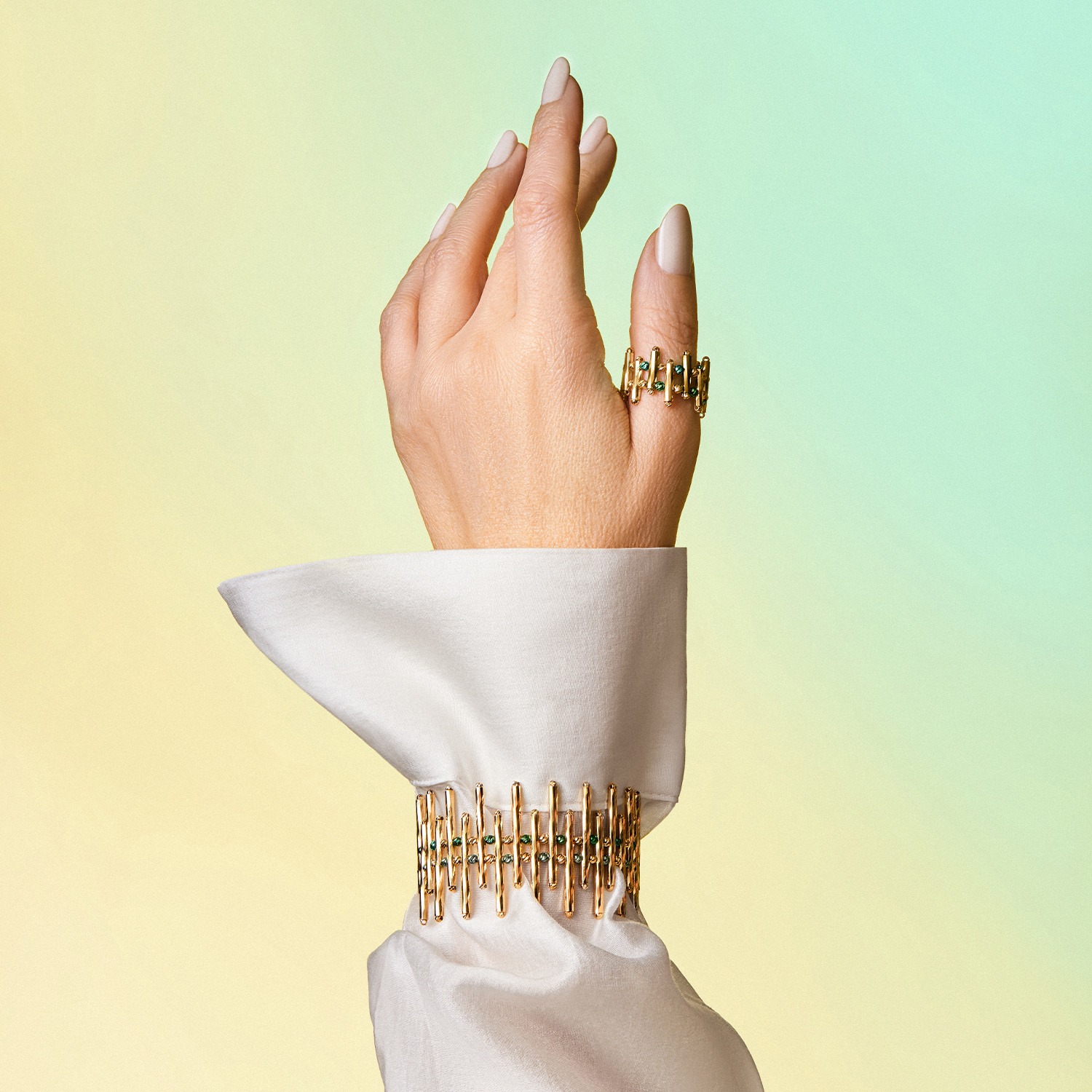 18K Sayf Gold Bracelet & Ring Set