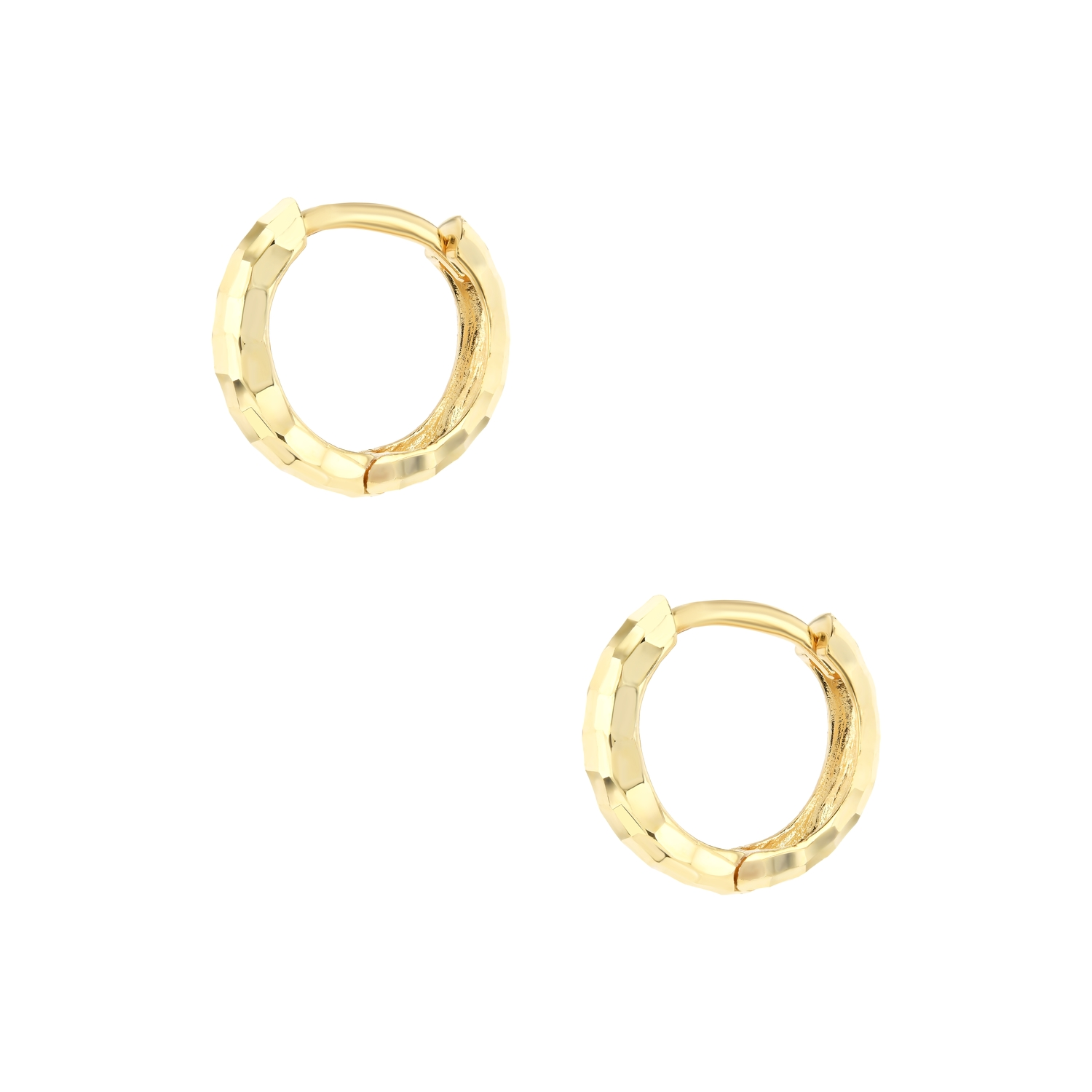 Geometric Facet 21K Gold Hoop Earrings