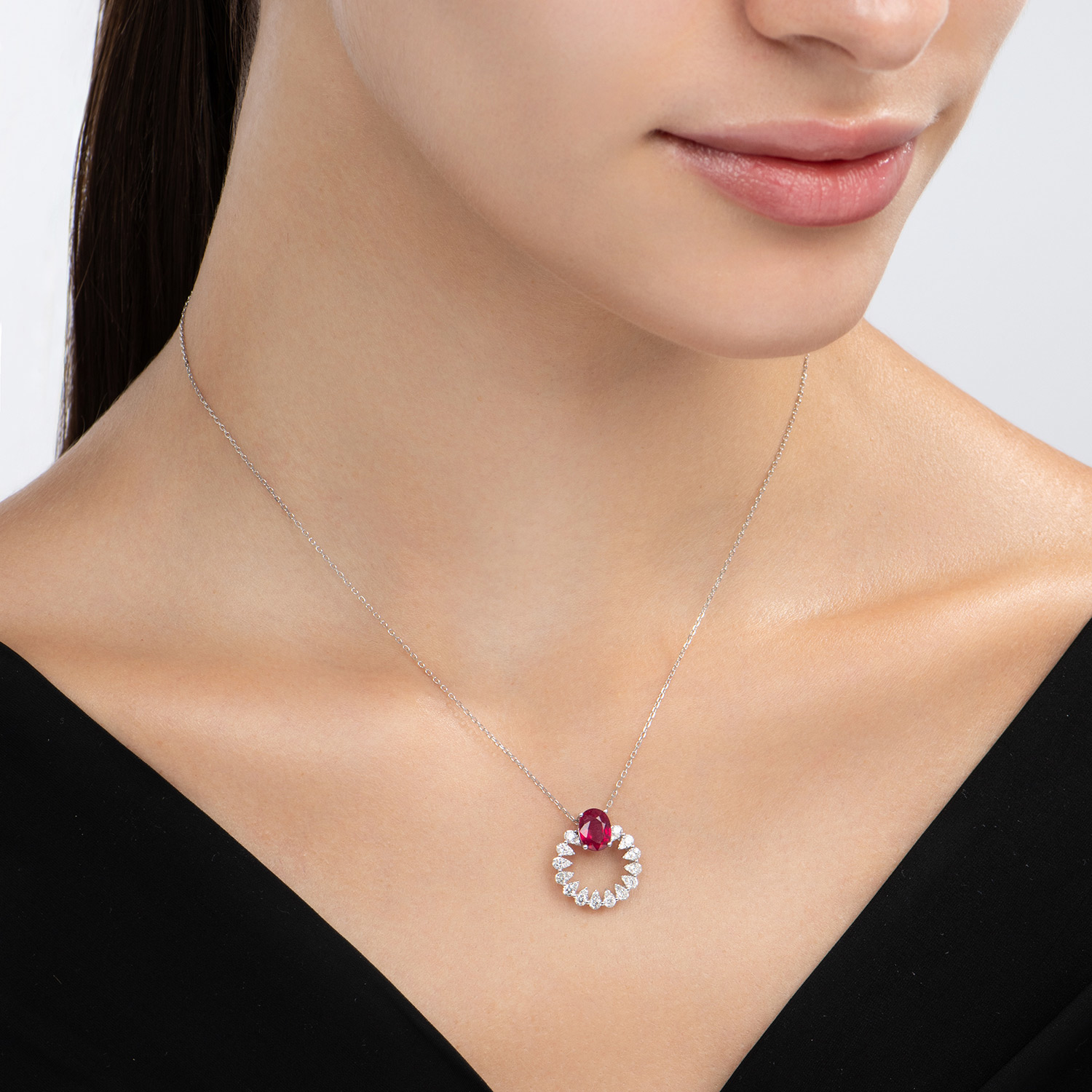 0.71CT Diamond Pink Lunar Necklace