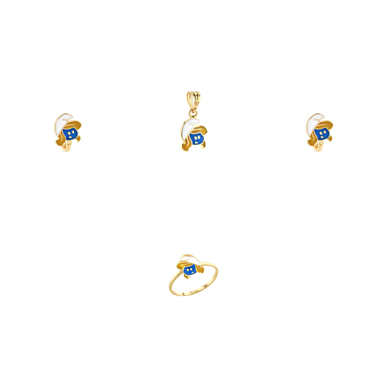 21K Kids' Gold Smurfette Pendant Set