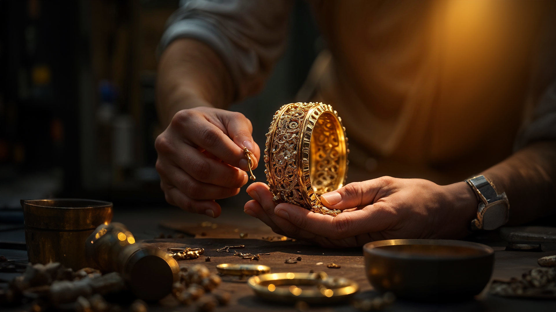 How Do Artisans Make Use of Gold's Properties to Create Interactive Designs?