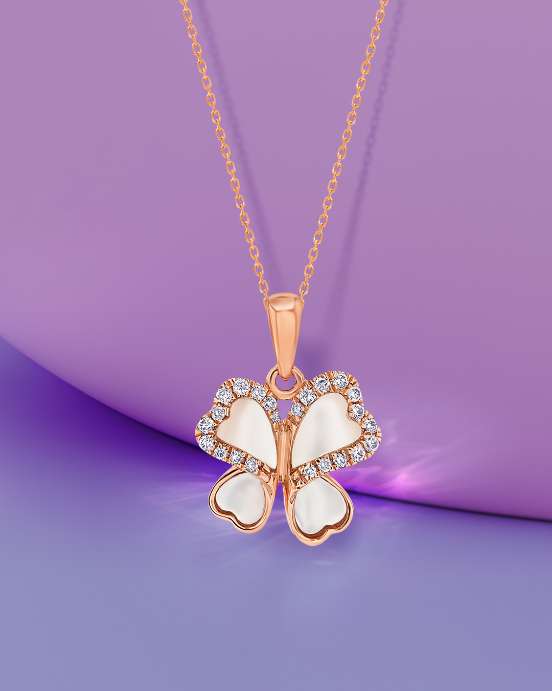 0.09CT Diamond Butterfly Clover pendant