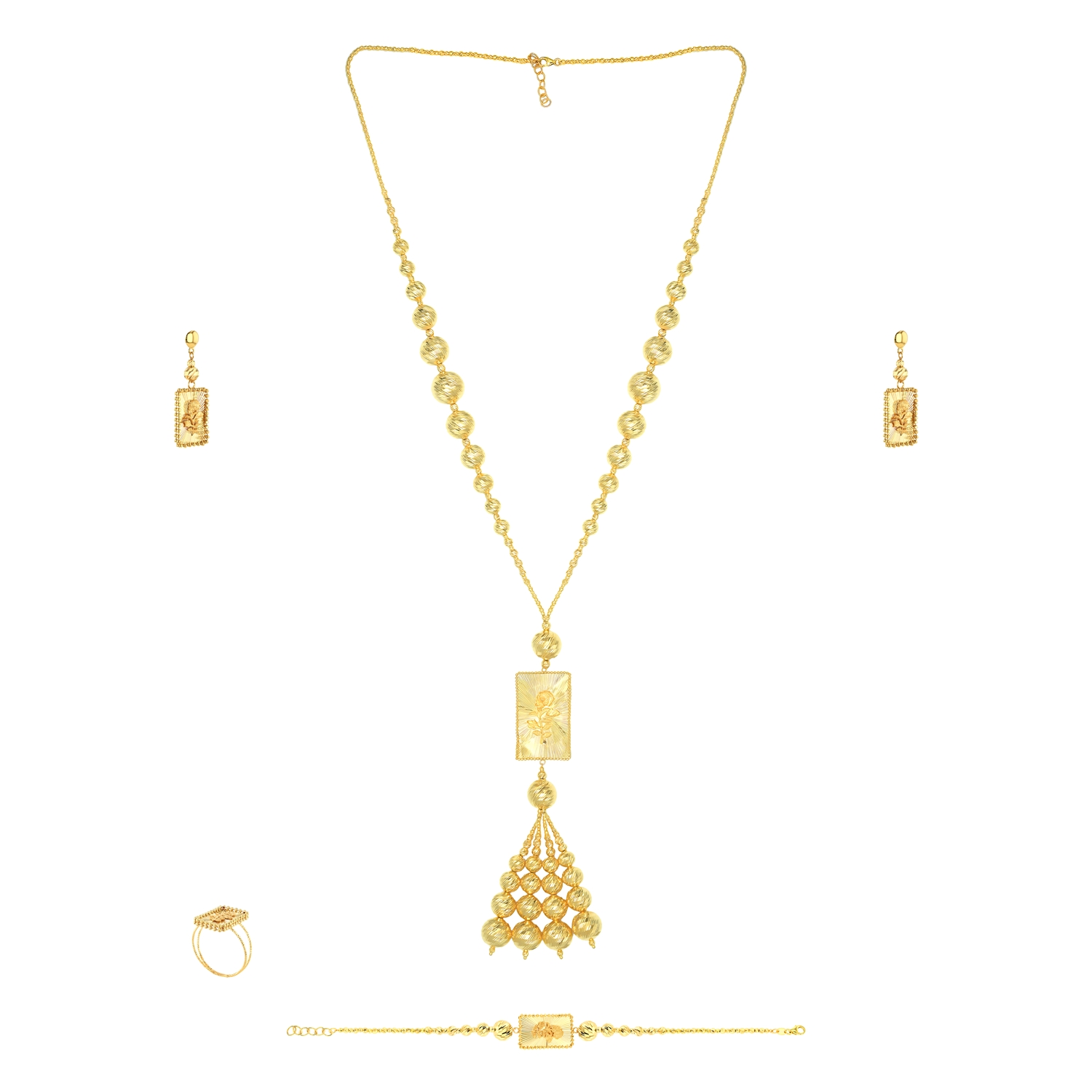 Zahra Chandelier 21K Layered  Gold Set