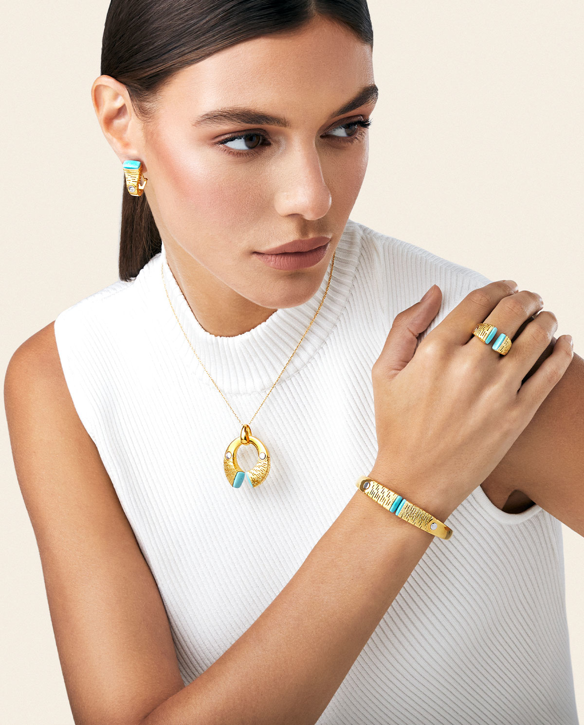 21K Thick Claws Crescent Gold Set