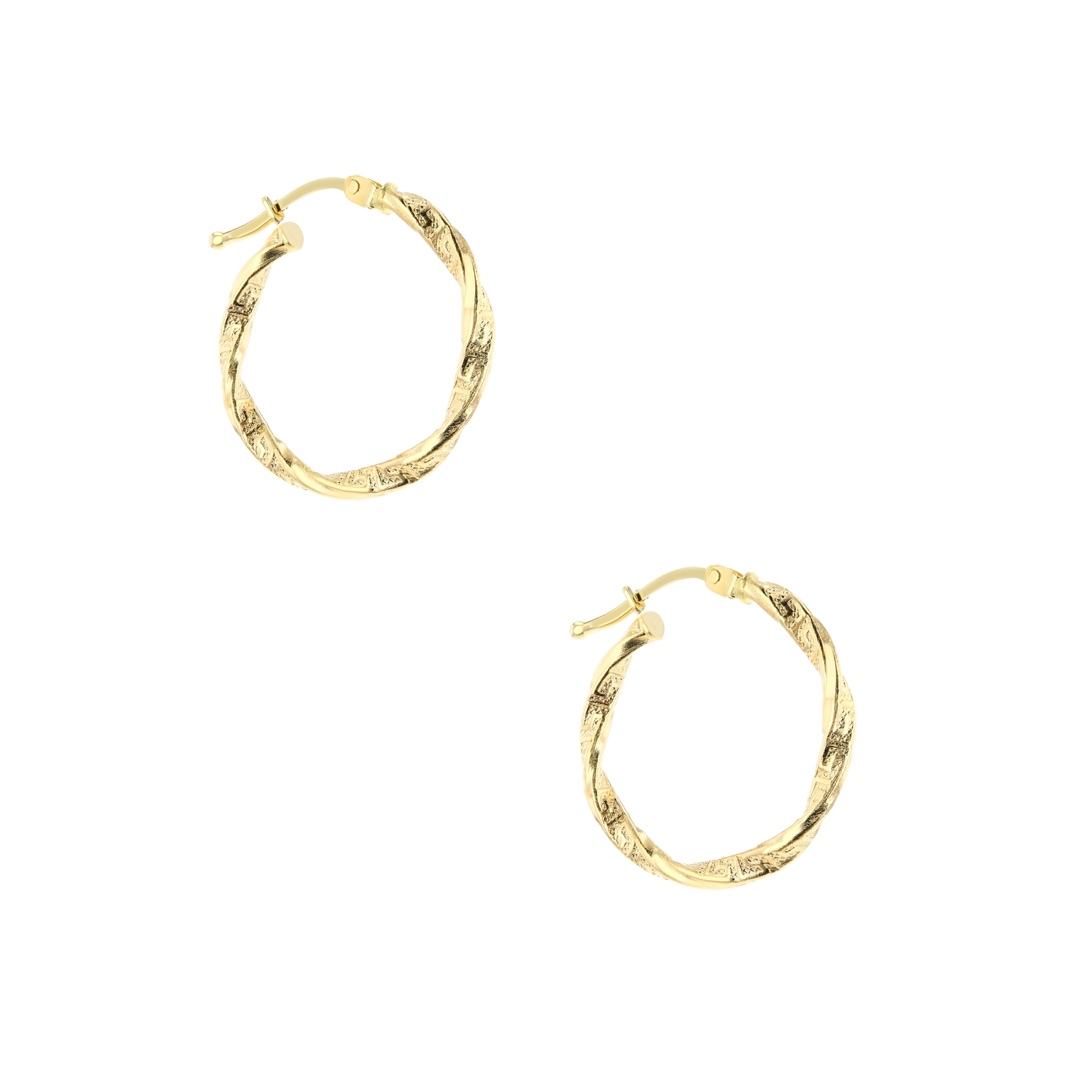 21K Twisted Gold Hoop Earring